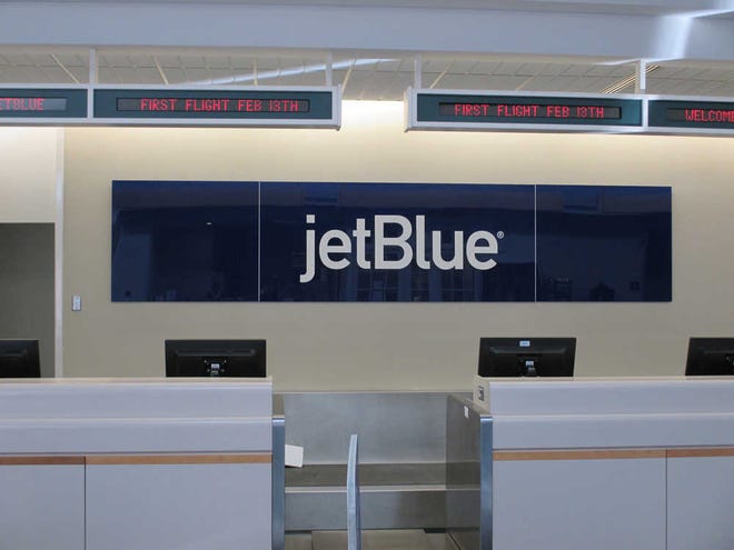 Photo courtesy SAC The JetBlue ticket counter at Savannah/Hilton Head International is ready for business.