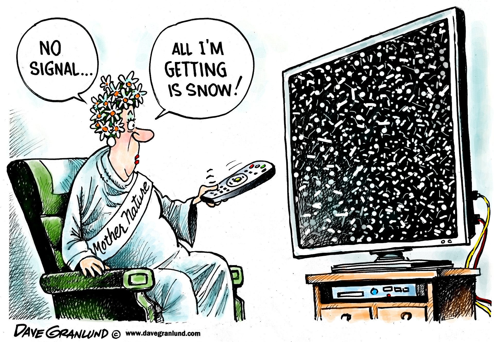 Granlund cartoon: Mother Nature and snow
