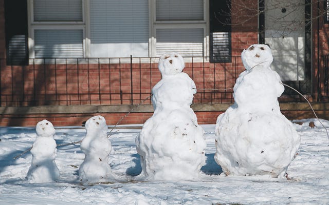A snow family basks in the welcome sunlight at a home in Randleman 2.14.14. (PAUL CHURCH / THE COURIER-TRIBUNE)