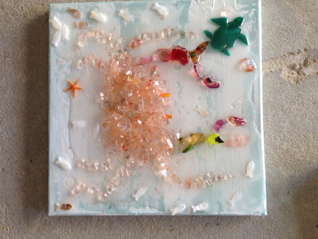 Art work made by children from recycled glass will be auctioned in April.