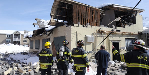 The second story of a building adjacent to the Olde Engine Works in Stroudsburg collapsed today.