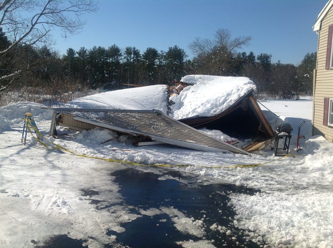 A Beech Ridge Road garage in York, Maine, has now completely collapsed.