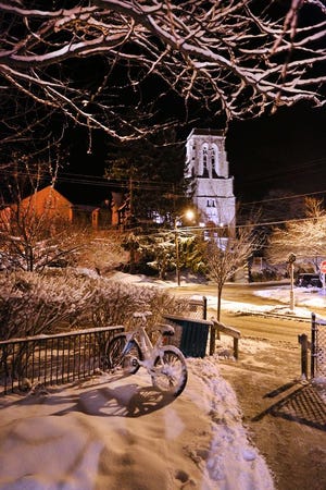 While recent snowstorms have painted a pretty picture of Cohasset Village – shown here with St. Stephen's overlooking the square – the weather has had a different effect on the snow and ice removal budget.