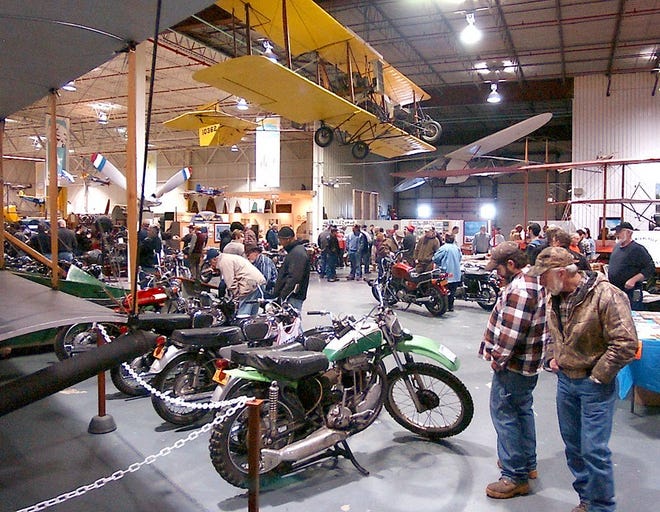 Hundreds of motorcycle lovers spent Saturday at the Curtiss Museum for the Wintercycle Therapy vintage motorcycle show with over a hundred vintage bikes on display throughout the museum. Eric Wensel/The Leader