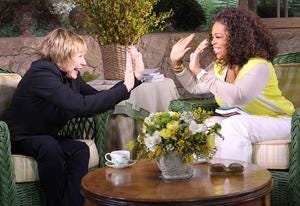 Shirley MacLaine and Oprah Winfrey | Photo Credits: George Burns/Harpo Sudios Inc