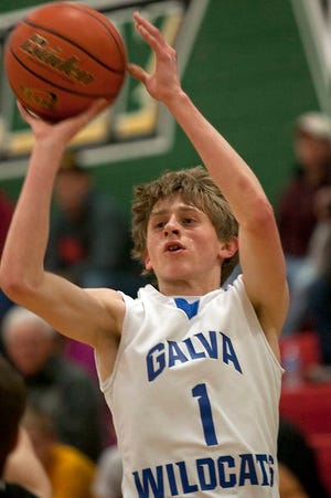 Galva's Dexter Ingels, seen here in Tuesday's win over ROWVA, tallied 31 points to lead Galva past Abingdon/Avon in Wednesday's semifinals of the Class 1A Abingdon Regional, 54-32.