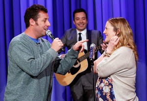 Adam Sandler, Jimmy Fallon, Drew Barrymore | Photo Credits: Lloyd Bishop/NBC