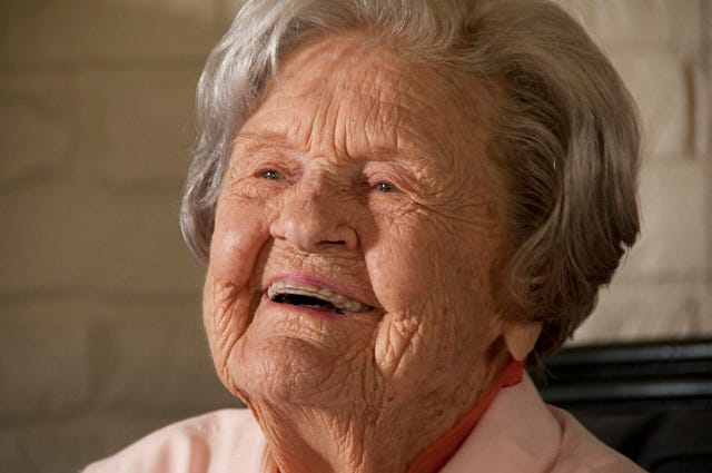 Georgia Menius laughs while talking about her 101 year life during an interview at her home 2.27.14. She turned 101 years old on February 28th. (PAUL CHURCH / THE COURIER-TRIBUNE)