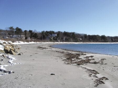 Cape Neddick Beach is seen from the entrance looking north toward an area in front of Wanaque Road that Mervin Newton claims to own.