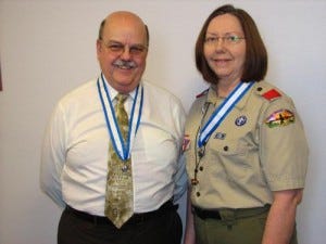 Frank and Janet Griffin are pictured in 2010 wearing their Silver Beaver awards they received for their work as scouting leaders.