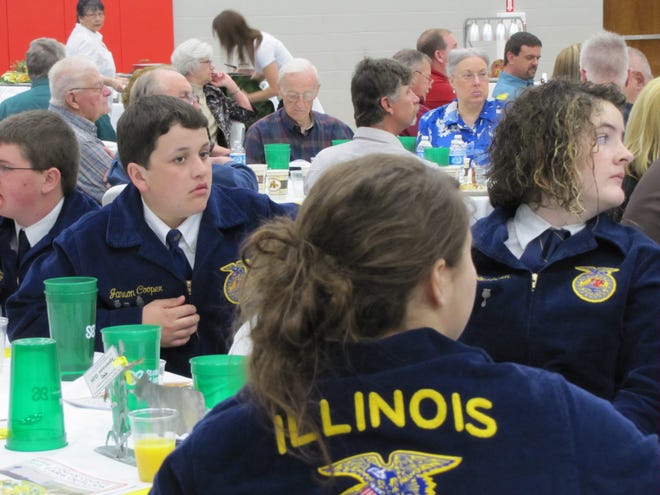 From a past Chamber of Commerce Ag Scholarship Breakfast, area high school students who belong to the FFA, listen to speakers at the annual breakfast. The Courier File photo.