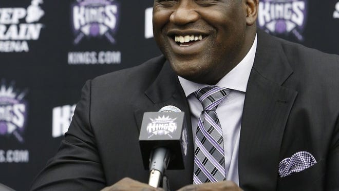 Shaquille O’Neal, shown during the Sept. 24, 2013, news conference during which he was welcomed as a minority owner of the Sacramento Kings, is expected to be at the Erwin Center on Saturday morning, when the UIL will recognize the 25-year anniversary of San Antonio Cole winning the Class 3A boys basketball title. O’Neal led Cole to a 36-0 record that season. CREDIT: Rich Pedroncelli/AP Photo, file)