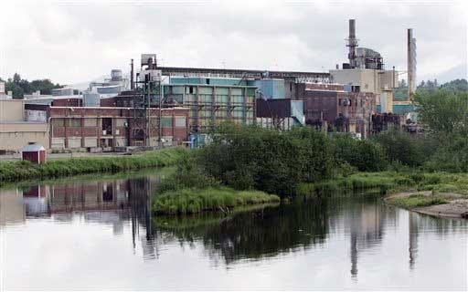 The closed and shut down paper mill is seen in Groveton, N.H., in this June 17, 2008 file photo. An energy development company has made a pitch to the town in February of 2014, to turn the former paper plant into a transfer station converting natural gas into liquefied natural gas.