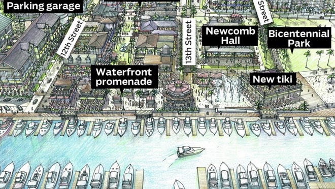 This rendering shows an overview of the proposed Riviera Beach Marina redevelopment project. Residents will be voting on a charter amendment question Tuesday that would potentially allow the development to move forward.