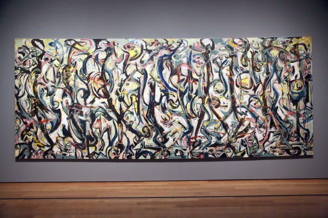 Jackson Pollock's “Mural,” 1943, as installed at the J. Paul Getty Museum in Los Angeles on Monday, March 10, 2014. Associated Press photo