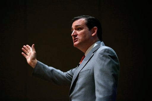 Sen. Ted Cruz, R-Texas, speaks at the Susan B. Anthony List "Campaign for Life Gala and Summit", a gathering of anti-abortion advocates in Washington on Wednesday.