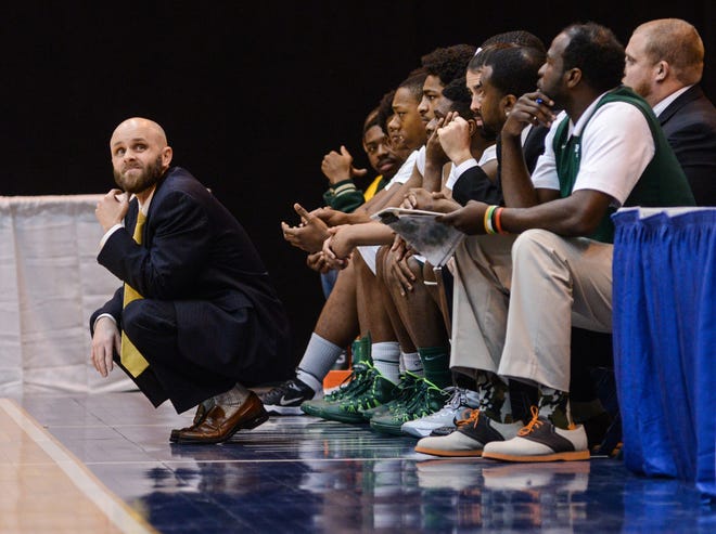 Kinston coach Perry Tyndall on the sidelines of last Saturday’s game at Crown Arena against Jacksonville Northside.