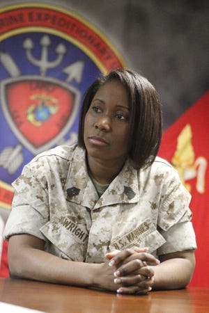 Sgt. Maj. Lanette Wright, 45, of Sneads Ferry will be named the Marine Corps’ first female sergeant major of a Marine Expeditionary Unit (MEU); she will be with the 24th MEU. Here, she discusses her feelings about the position at the 24th MEU Headquarters aboard Camp Lejeune.