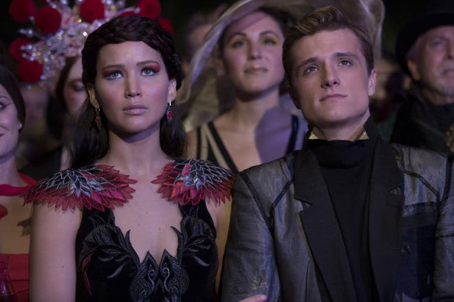 Katniss Everdeen (Jennifer Lawrence) and Peeta Mellark (Josh Hutcherson) in "The Hunger Games: Catching Fire."