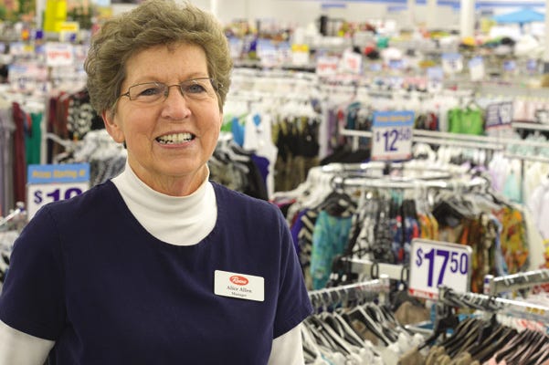 Roses store manager Alice Allen is retiring after working for the company for 52 years. Photo by Sam Roberts / Times-News