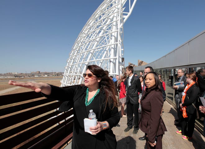 Legislators toured the American Indian Cultural Center and Museum in Oklahoma City in March 2014. The following year, the Legislature voted to return the property to Oklahoma City. The city has since partnered with the Chickasaw Nation to complete the project. [ Photo by David McDaniel, The Oklahoman]