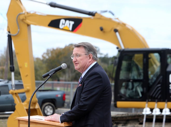 Bay County Commissioner George Gainer speaks during the groundbreaking ceremony for the new $12.5 million, 50,000 square-foot Bay County Courthouse Annex on Tuesday.