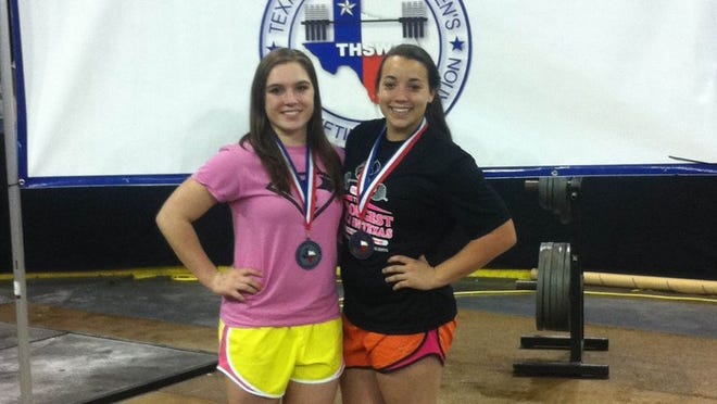 Haley Goertz and Daisy Padilla each placed at the state powerlifting meet in Corpus Christi on March 15. Contributed Photo