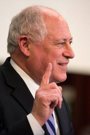 Illinois Gov. Pat Quinn addresses the crowd declaring his primary election victory during his election night reception on Tuesday, March 18, 2014, in Chicago. (AP Photo/Andrew A. Nelles)