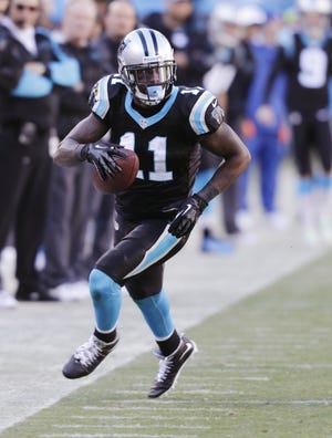 Carolina Panthers wide receiver Brandon LaFell (11) runs the ball against the San Francisco 49ers during the second half of a divisional playoff NFL football game, Sunday, Jan. 12, 2014, in Charlotte, N.C. (AP Photo/Chuck Burton) ORG XMIT: NYOTK