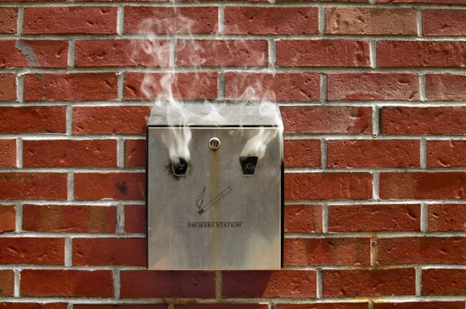 The smoke box mounted on the Biltmore Hotel's back wall in downtown Providence.