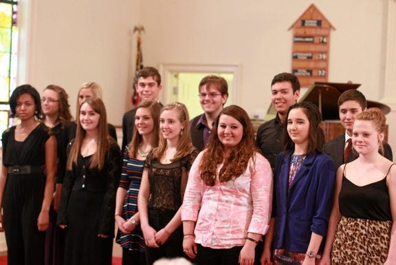 CONTRIBUTED PHOTO
Contestants in the Hopewell Lions Club James A. Bland Music Contest were: Samantha E. Martin, a junior at Prince George High School; Ian Stuart Frith, a junior at Veritas School; Christianna Nichole Wright, a sophomore at the Appomattox Regional Governor's School For the Arts and Technology; Ashlyn Ciara Belcher, a senior at Colonial Heights High School; Karena Teal Crutchfield, a senior at the Appomattox Regional Governor's School For the Arts and Technology; Christian Phillip Davis, a senior at Colonial Heights High School; Preston L. Twisdale, a ninth-grader at the Appomattox Regional Governor's School For the Arts and Technology; Jade Arianna Browder, a senior at Colonial Heights High School; Sarah Elizabeth Neal, a senior at the Appomattox Regional Governor's School For the Arts and Technology; Brandie Autumn Smith, a senior at Colonial Heights High School; Morgan Faith Langowski, an 11th-grader who is homeschooled; Jenny Baranker, a junior at the Appomattox Regional Governor's School For the Arts and Technology; David Alexander Rubio, a senior at Colonial Heights High School; and John Palour Kanu, not pictured, a sophomore at Thomas Dale High School.