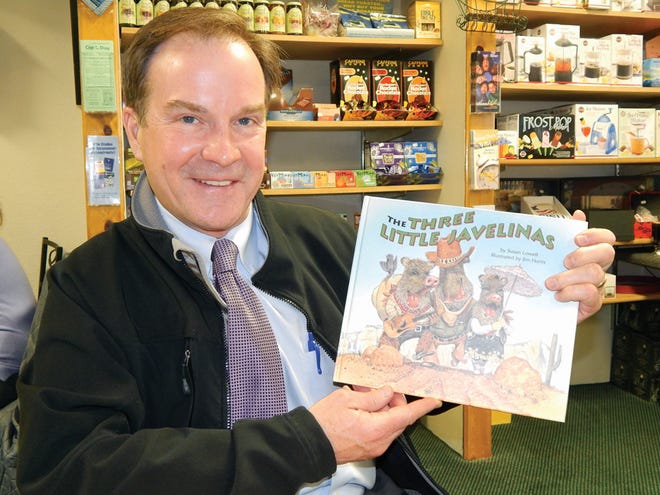 Republican Attorney General Bill Schuette — seen here at Cup of the Day in downtown Sault Ste. Marie Thursday — has spent several days criss-crossing the state on a 25-stop reelection campaign. While in town, Schuette also read his favorite book, “The Three Little Javelinas,” with students at Lincoln Elementary School.