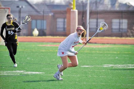 Erin Pence/Wittenberg University
Portsmouth High School graduate Alie Marousek earned all-conference honorable mention last season with the Wittenberg University women’s lacrosse team. The Rye native had one goal and one assist in Saturday’s 4-2 win over Ohio Wesleyan.