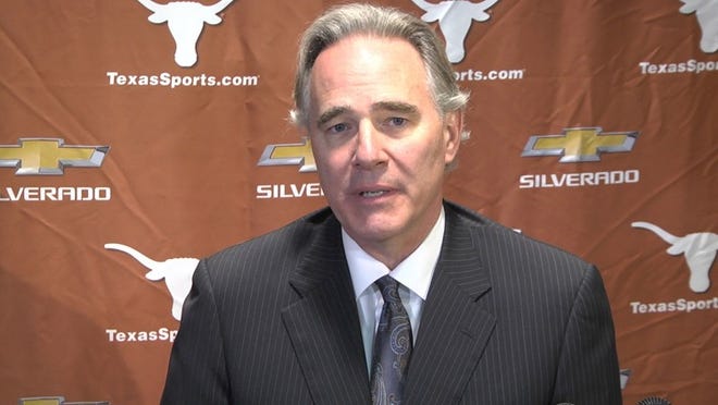 Speaking to the media Tuesday, Texas athletic director Steve Patterson said he has little interest in resuming the Longhorns’ football series against Texas A&M. Instead, he wants to “tell the story about UT around the planet,” meaning a Longhorns team could travel to the Mideast for a game or two, in addition to the planned trip to China for basketball. CREDIT: Dave Behr/Austin American-Statesman