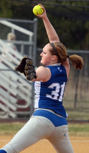 On the mound for NBC in softball game against RV was 31 Morgan Clauser.