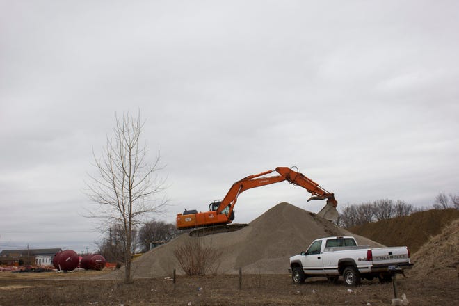 A big construction process began on the corner of Chicago Dr. and Waverly in Holland. Joy E. VanderPloeg/Sentinel Staff