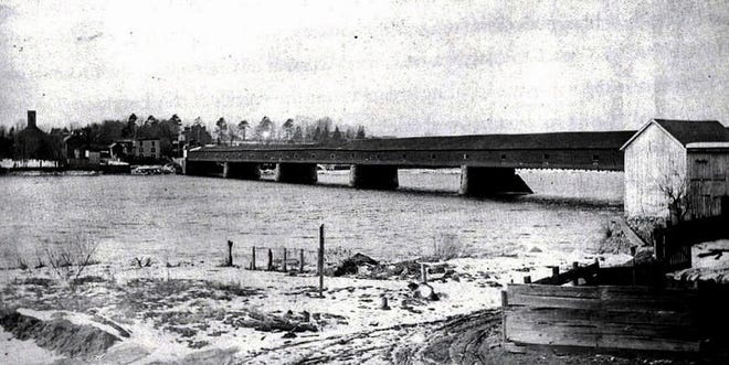 The New Hope-Lambertville Free Bridge, circa 1880, when it was a covered span.