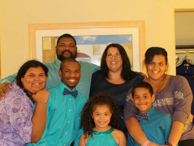 Mount Shasta's Nicholi Barnaby died unexpectedly on April 1. A fund has been established to help his family with funeral expenses. Pictured are Nick with his wife, Lori, and their children Kiara, Elijah, Lailah, Neeko, and Tanisha.