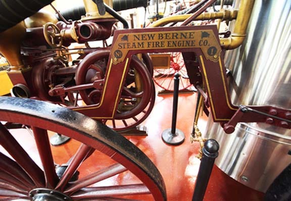 An 1884 Button Steam Engine is displayed at the New Bern Firemen’s Museum in New Bern.