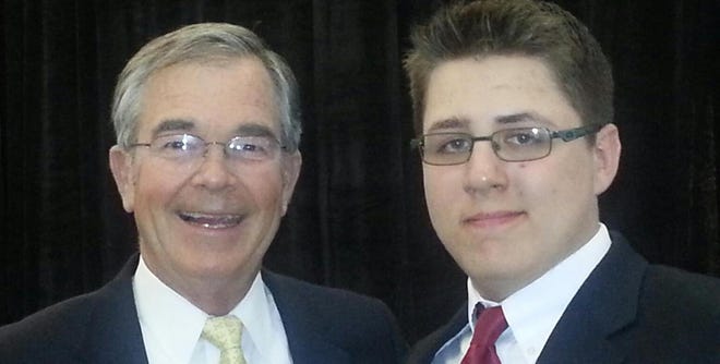 Stroudsburg sophomore Brian Frey, right, meets with Augusta National Chairman Billy Payne.