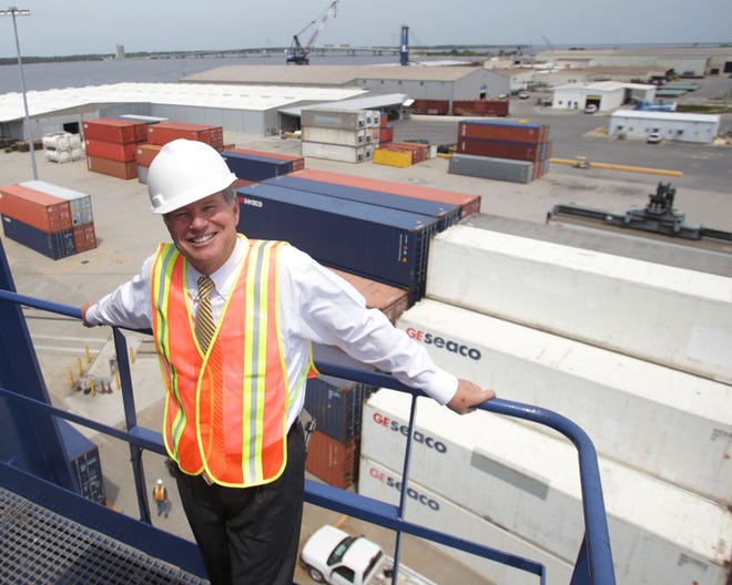 Port Director Wayne Stubbs poses for a photo at the port last year.