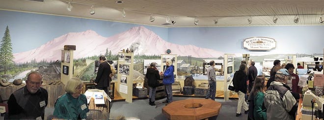 The new Sisson Museum display with a mural, artifacts and pictures covers six Mount Shasta historic eras from early Native Americans to the present.