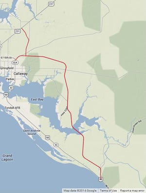 The future route of the Gulf Coast Parkway.