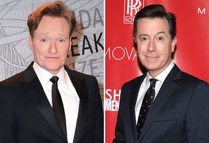Conan O'Brien, Stephen Colbert | Photo Credits: C Flanigan/Getty Images; American Media/Getty Images