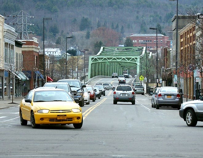 A shot of Bridge Street in Corning looking south.