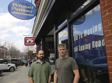 Wheel Power co-owners Josh DiJoseph, left, and Darrell Bergeron, are planning to move thier business from Water Street in downtown Exeter to a new location at 156 Epping Road.