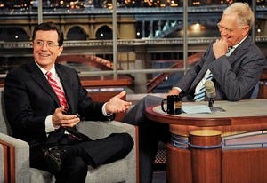 Stephen Colbert, David Letterman | Photo Credits: John Paul Filo/CBS