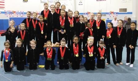 The Hatboro YMCA Level 3 team finished with 10 individual first-place wins and a team victory at the YMCA State Gymnastic Tournament.