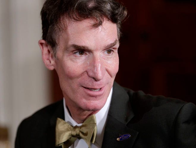 In an Oct. 18, 2010 file photo, Bill Nye, host of the Emmy-winning 1990s television show "Bill Nye the Science Guy," arrives at a White House science fair in Washington. Nye said he underestimated the impact of a February 2014 debate in Kentucky on evolution and creationism that drew a massive online audience. (AP Photo/J. Scott Applewhite, File)