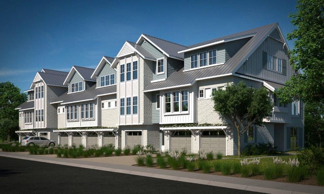 This artist's rendering shows what the townhomes in Spartina will look like. Courtesy of Michael Ross Kersting Architecture